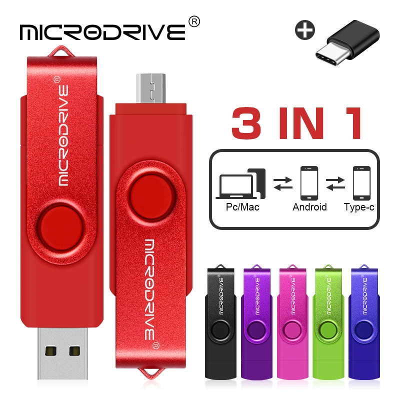 Multifunctional OTG 3 IN 1 type-c USB Flash Drive pendrive 128GB cle usb флэш-накопител stick 32/64 GB Pen Drive for phone