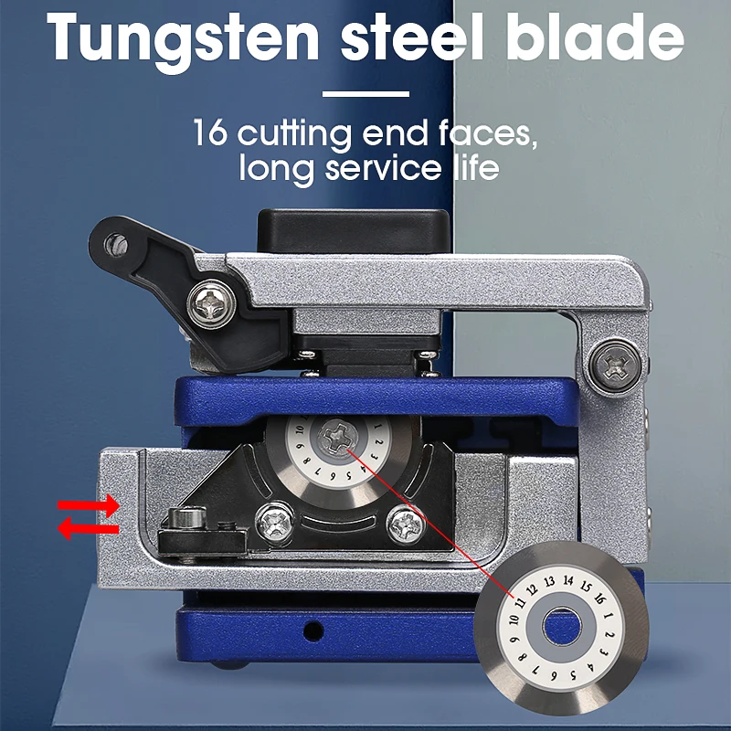 COMPTYCO AUA-61S High Precision Fiber Cleaver FTTH Fiber Cable Cutting Knife Tools 16 Surface Blade With Waste Fiber Box