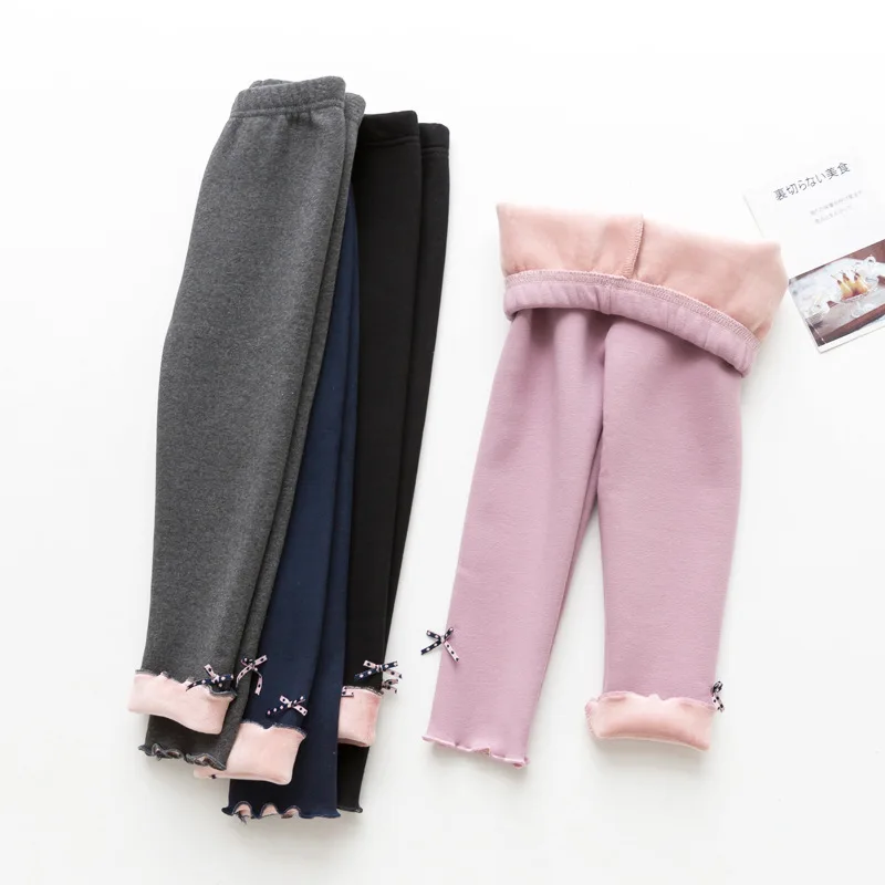 Теплые леггинсы для девочек на осень и зиму детские с эластичной резинкой талии
