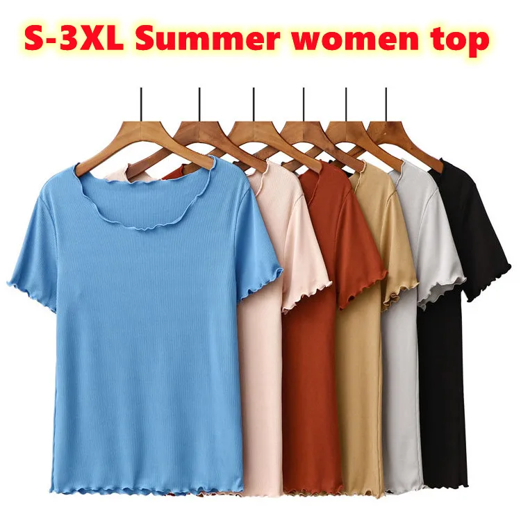 

Solid Basic Fungus Summer T Shirt Women White Black Short Sleeve Tee Shirt Elasticity Breathable Female Top Tshirt Lady T-shirt