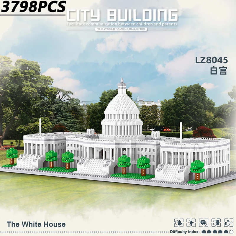 

DIY микро размер архитектура Тадж-Махал Биг-Бен Белый дом Статуя Свободы Америка Лондон модель строительные блоки игрушки