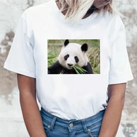 panda zoo printing women t shirt summer short sleeve o neck women tops tshirt casual tees lady aesthetic