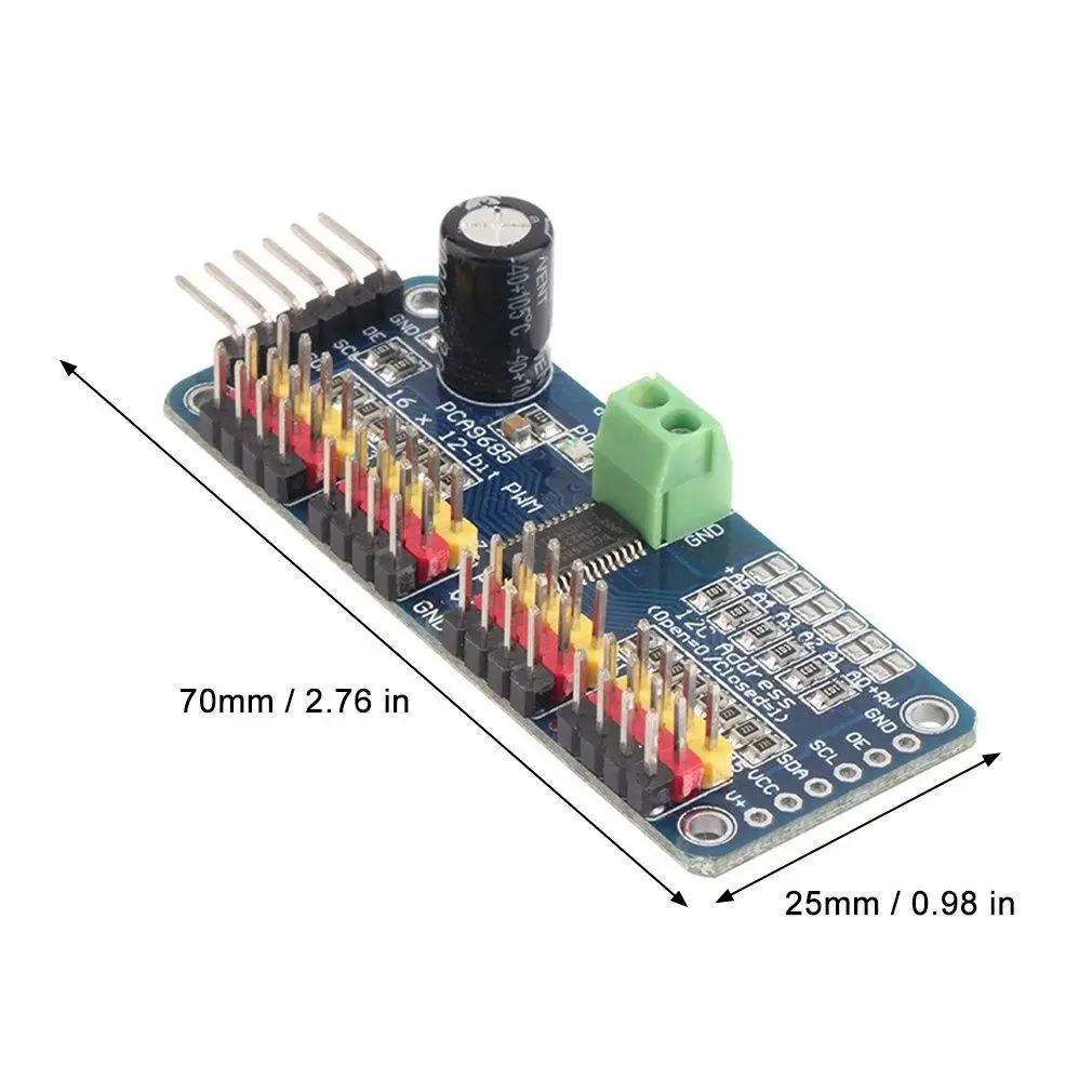 PCA9685 16 канальный 12 битный ШИМ сервопривод двигателя I2C модуль для