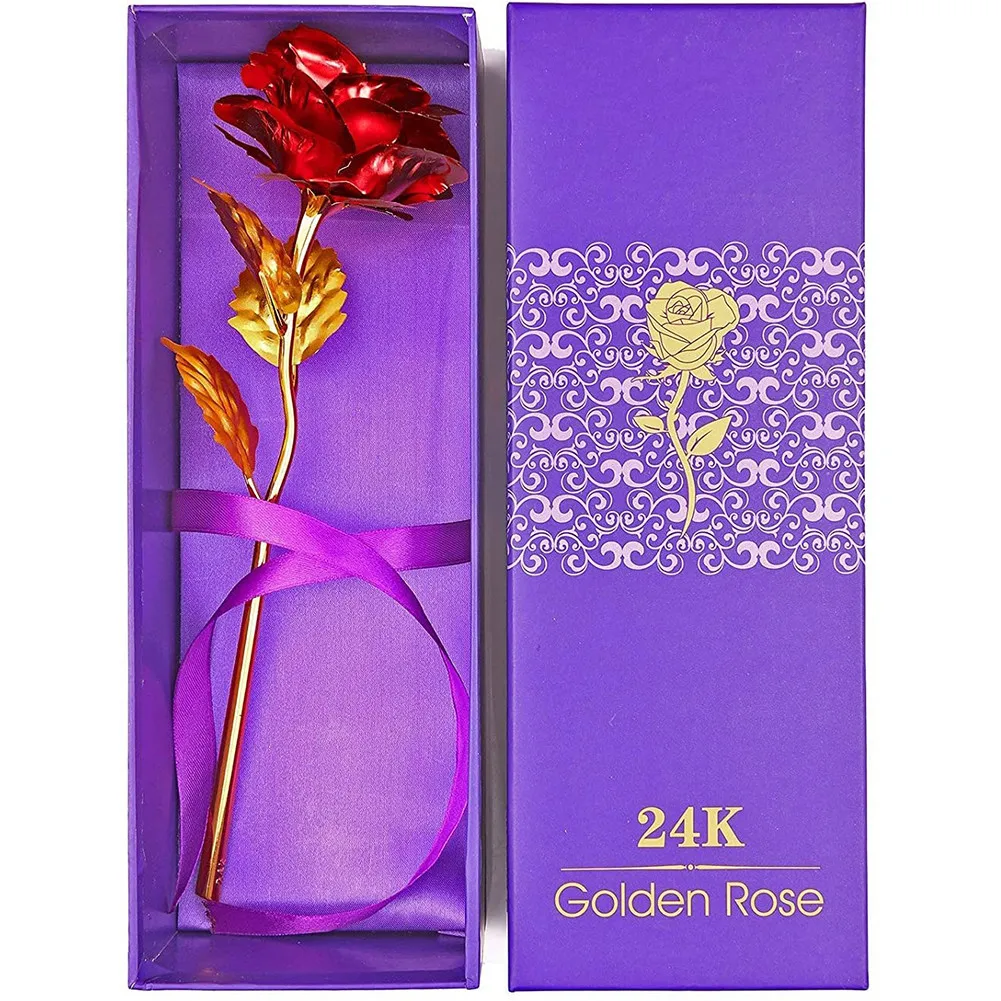 

Valentine's Day Creative Gift 24K Gold Rose Artificial Lasting Eternal Love Forever Rose With Gift Box Wedding Home Decoration