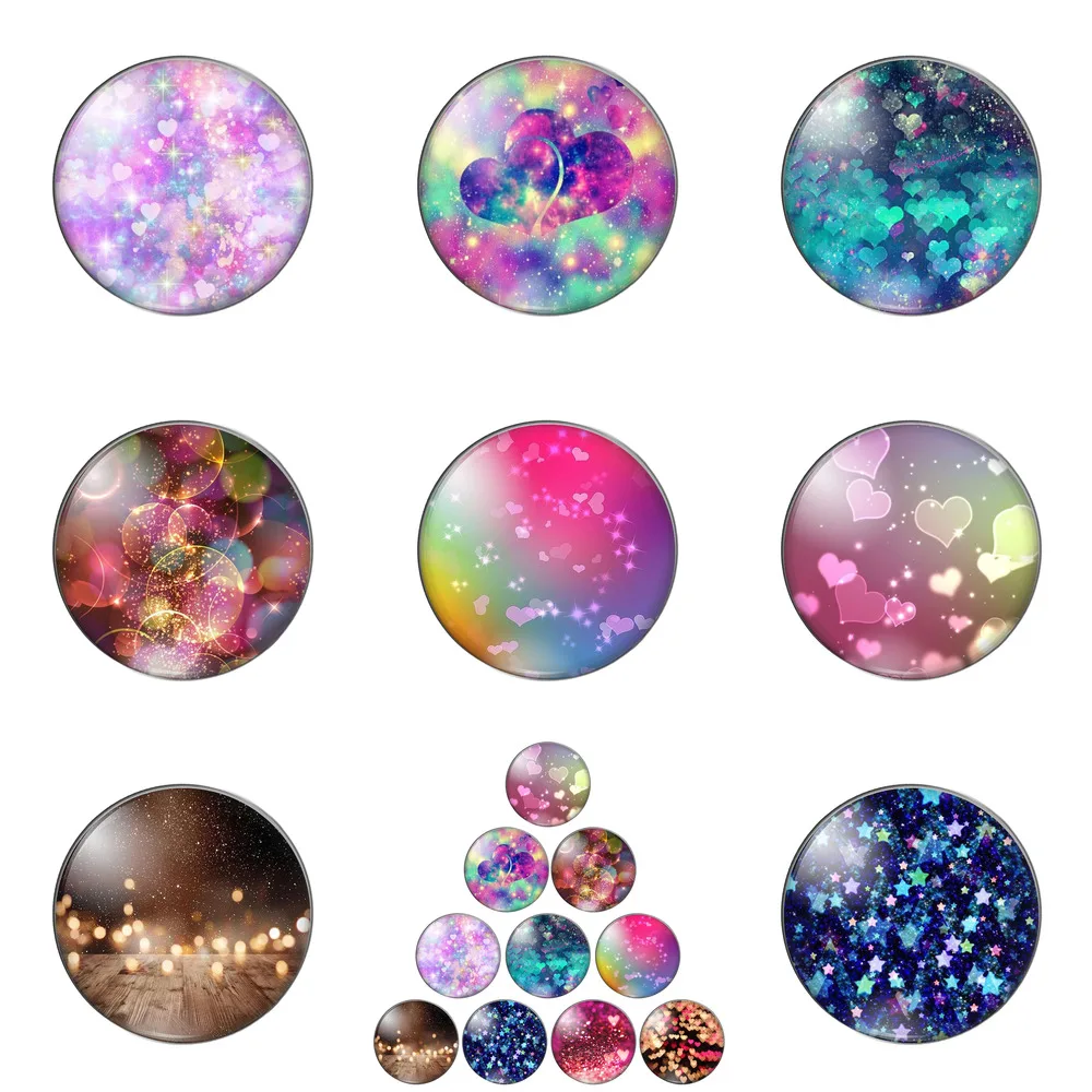 

New Beauty Love Hearts Stars Round Photo Glass Cabochon Demo Flat Back Making Findings Handmade DIY Accessories