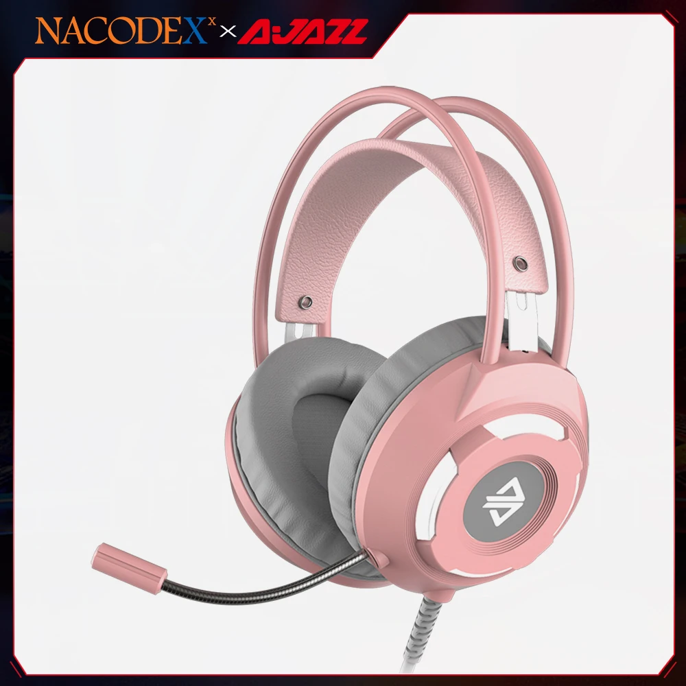 

AJAZZ NACODEX-AX120 защита ушей, стерео и музыкальная зарядка, игровая гарнитура для девочек, высокоточная Проводная гарнитура