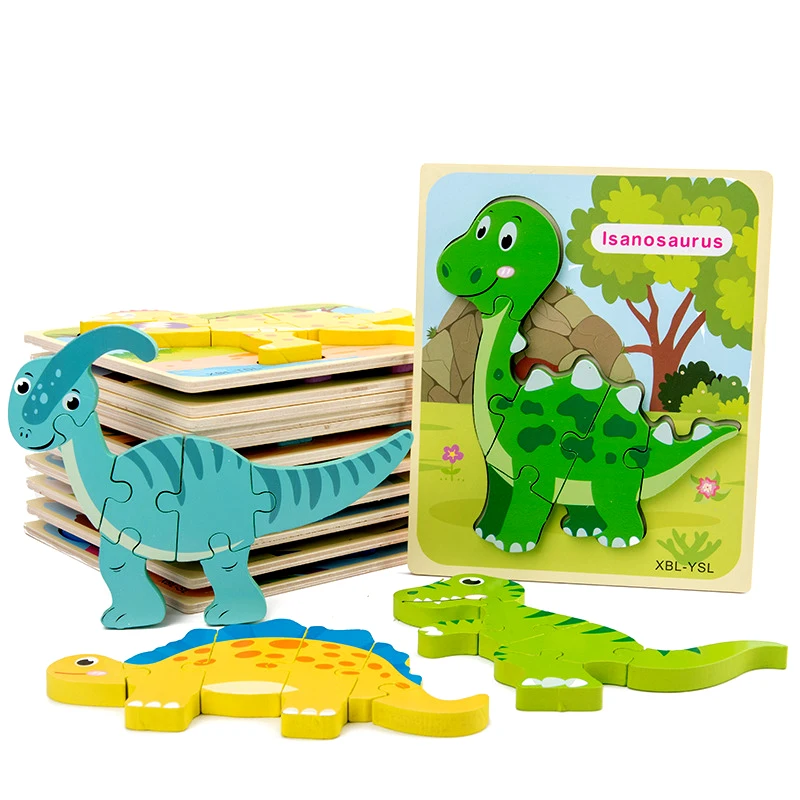 

Children's Cartoon Three-dimensional Dinosaur 3d Puzzle Shape Matching Jigsaw Game Children's Festival Gift T-rex Wooden Puzzle
