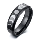 Кольцо из нержавеющей стали для мужчин и женщин, фазовое кольцо с Луной, черный полумесяц, виккан, тройная богиня, 6 мм, ювелирное изделие
