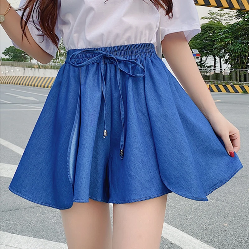 Женские джинсовые шорты с широкими штанинами синие винтажные свободные размера