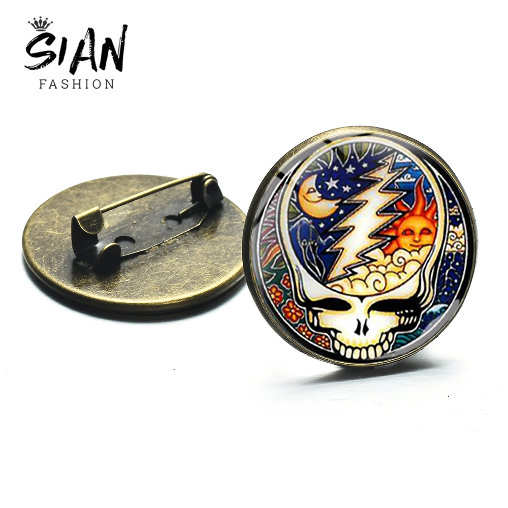 Азиатских знаменитая рок группа Grateful брошь Горячая музыка череп изображение