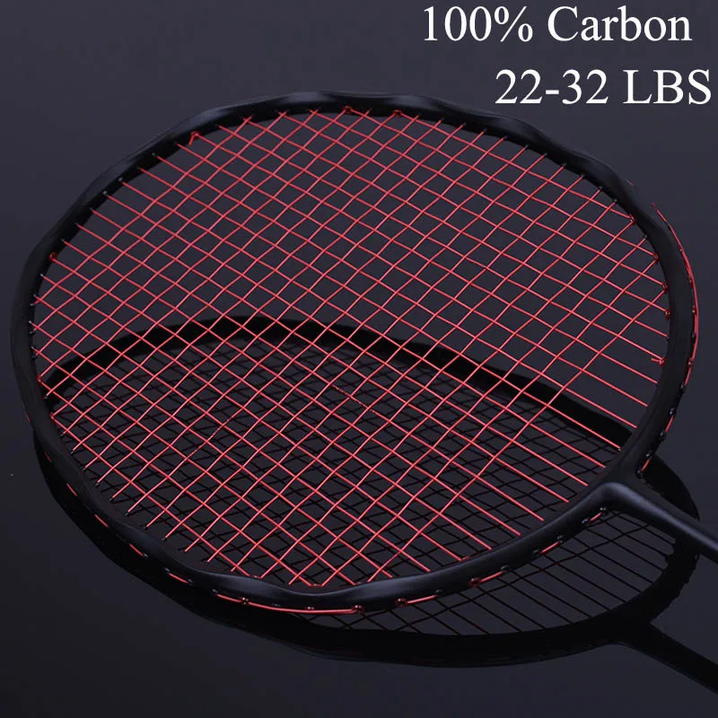 Ракетка для бадминтона Спортивная углеродная ракетка + веревка 26 фунтов ручка