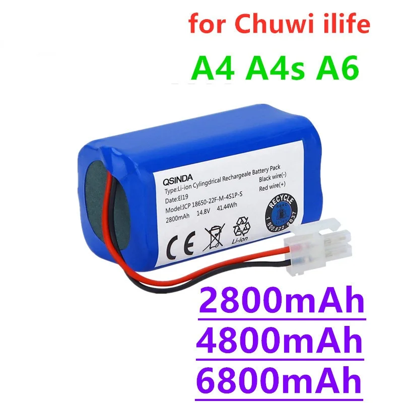 Rechargeable ILIFE Battery 14.8V 6800mAh robotic vacuum cleaner accessories parts for Chuwi ilife A4 A4s A6