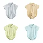 Летнее хлопковое боди с коротким рукавом для маленьких мальчиков