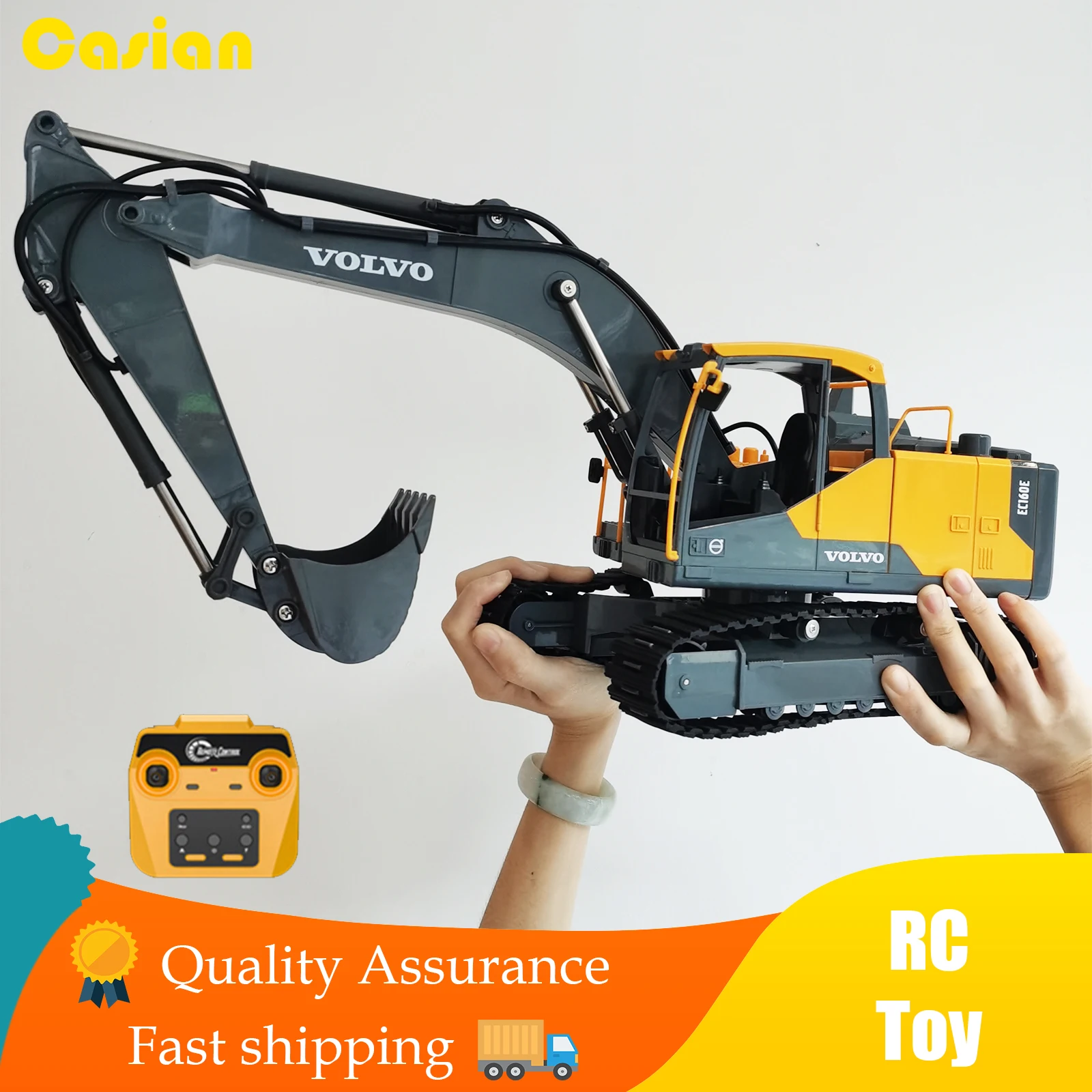 

VOLVO DOUBLE E E598/EC160E 1:16 3 in 1 RC Excavator Dump Truck E590 2.4G Remote Control Engineering Vehicle Toy Model For Boys