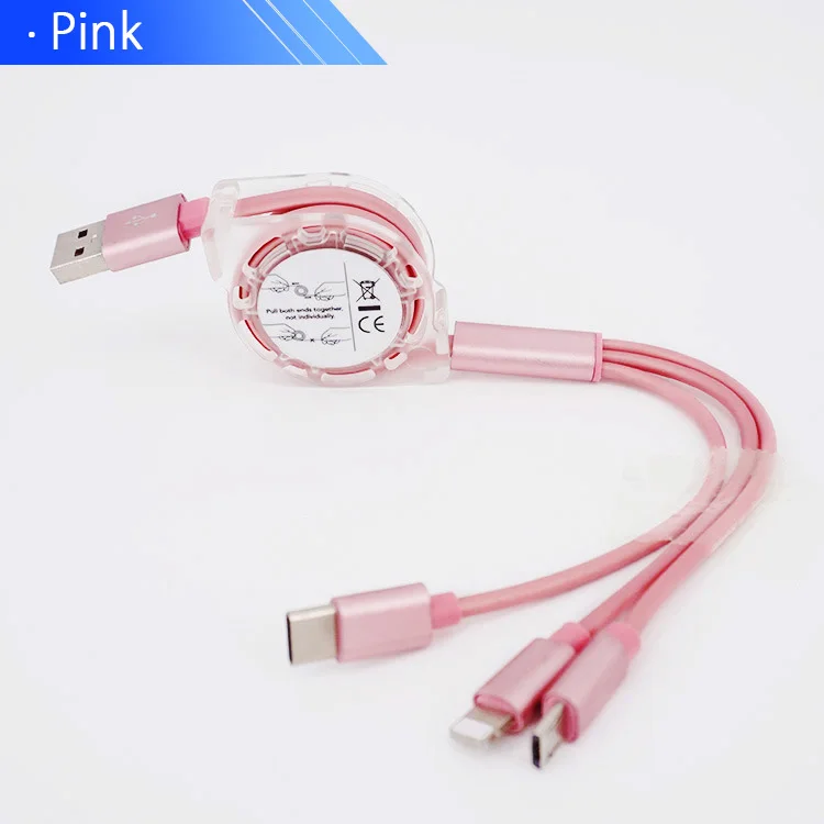 Pink Usb type-C кабель для синхронизации данных для huawei mate 20 Pro для IPhone Micro USB 3A кабель для быстрой зарядки для samsung Galaxy S10 S9 S8 Plus - Цвет: Pink