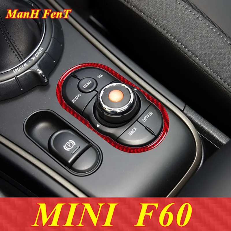 

Для Mini F60 мультимедийная кнопка переключателя рамка из углеродного волокна декоративная наклейка автомобильные аксессуары для интерьера
