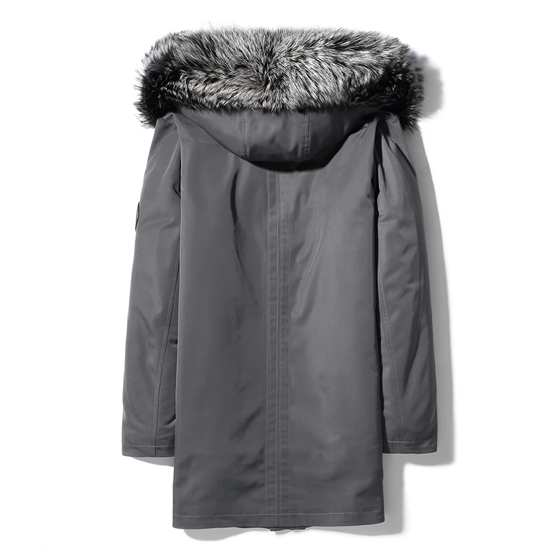 Парка мужская зимняя с капюшоном и воротником из меха норки средней