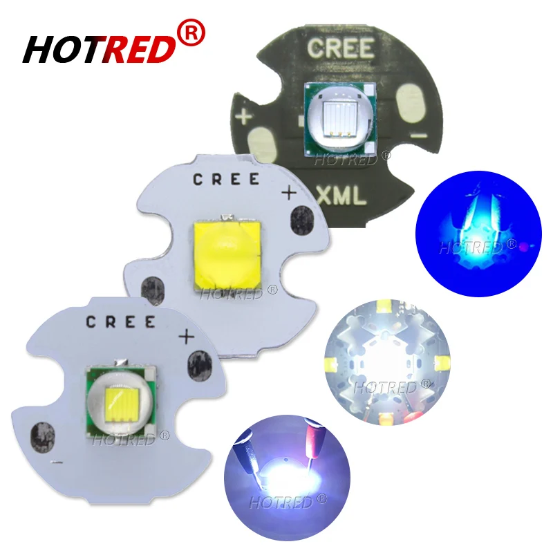 1PCS CREE XML XM-L T6 LED U2 10W Cold White Warm White Blue UV High Power LED Emitter Diode with 14mm 16mm 20mm 25mm PCB for DIY