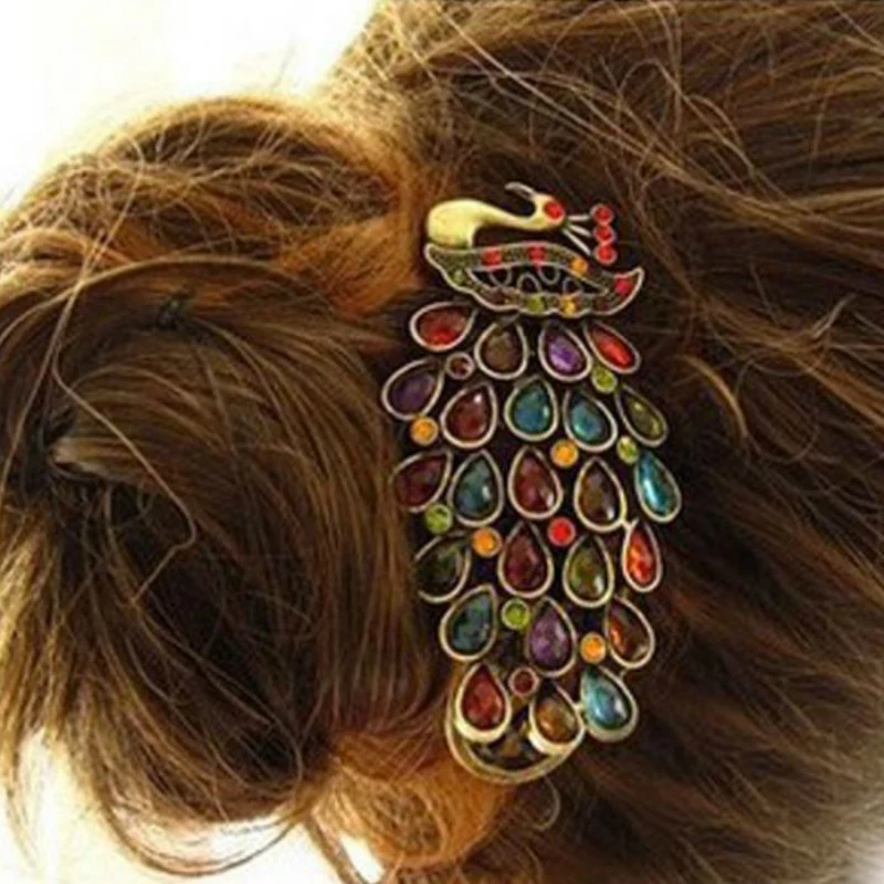 1 шт. роскошные женские Винтаж Цветные Волосы Pin Стразы драгоценный камень