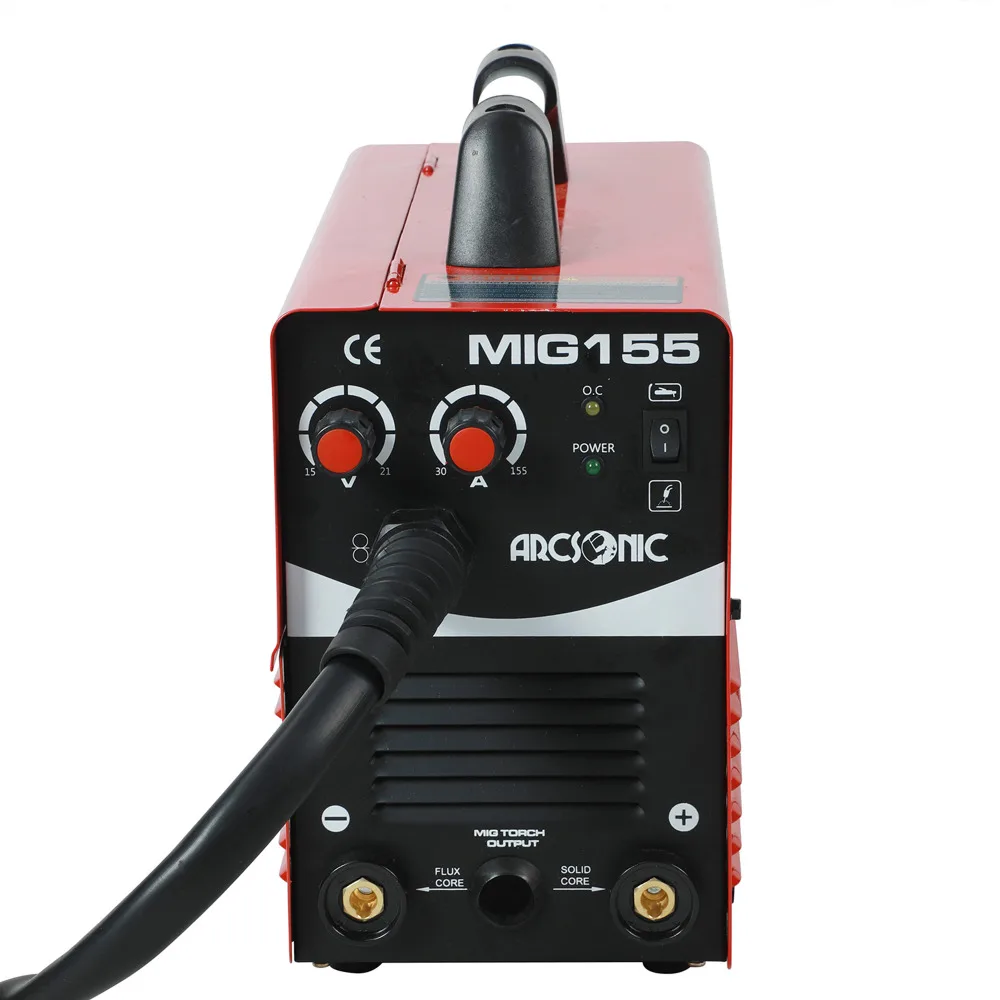 MIG155 IGBT 220V MMA/MIG/флюсовая проволока/сварочный аппарат с твердым проводом портативный MIG сварочный аппарат MMA сварочный аппарат