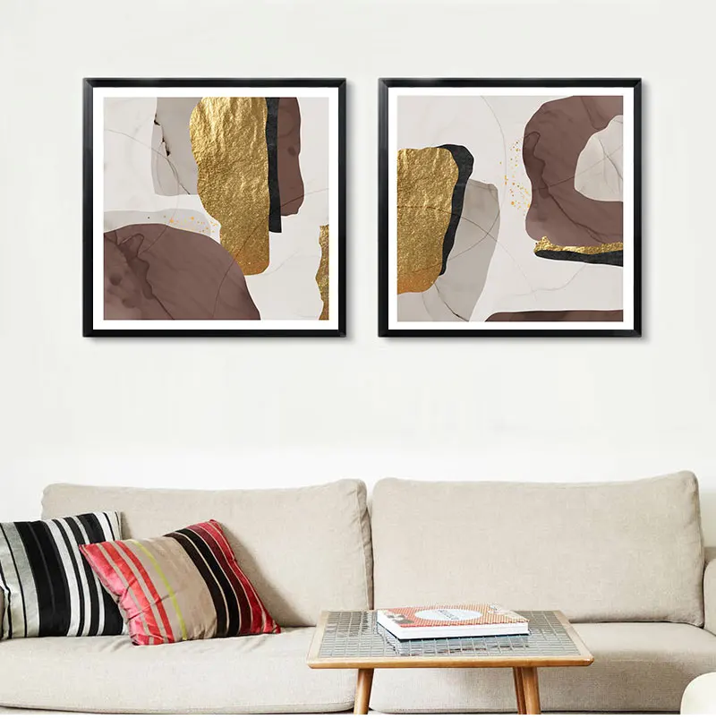 

Абстрактные мраморные картины на холсте коричневая Золотая фольга в скандинавском стиле настенные картины на холсте для гостиной офиса до...