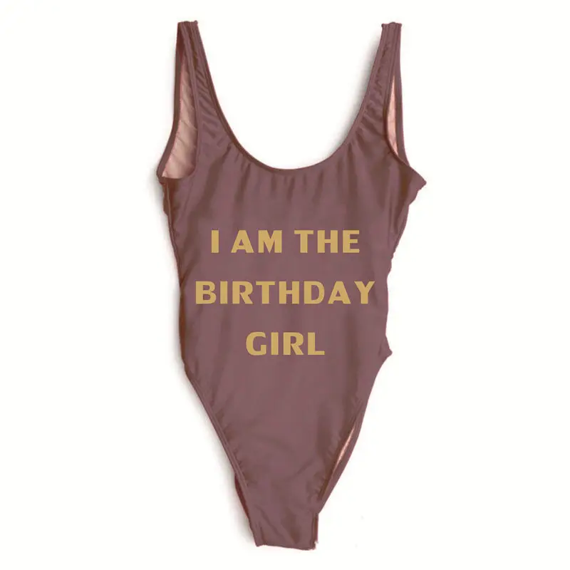 Женский сплошной купальник I AM A BIRTHDAY GIRL с буквенным принтом для девичвечерние