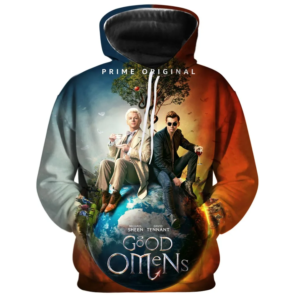 Мужские 3D толстовки Good O men s Crowley and Aziraphale Awesome художественная Работа Рисунок