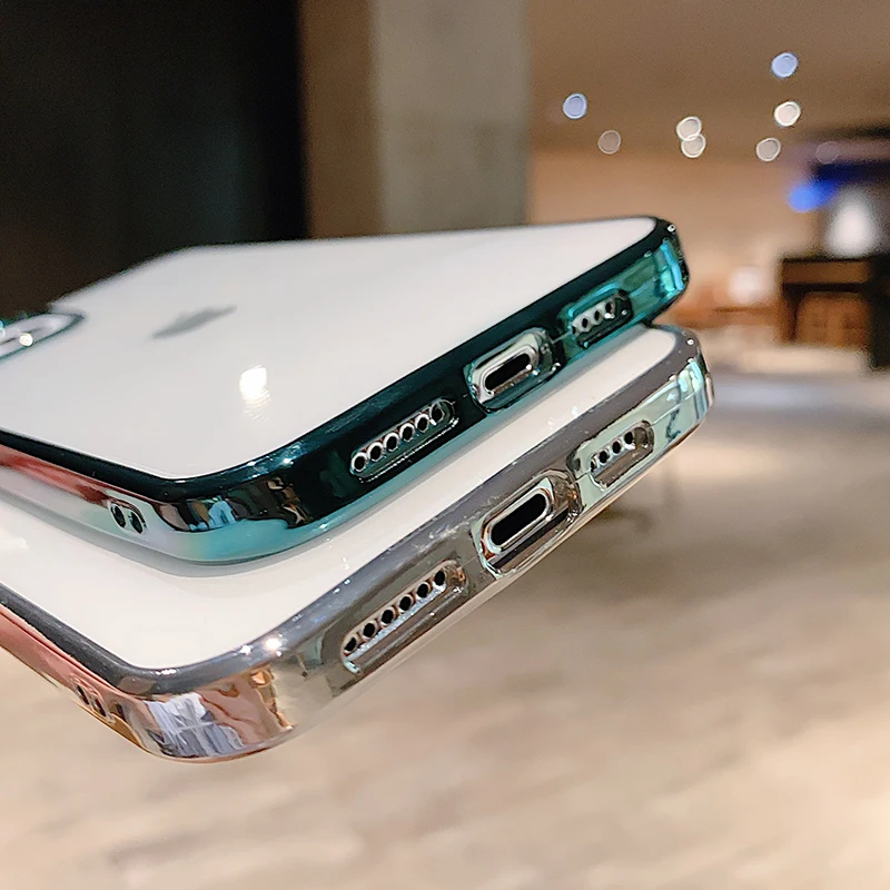 

Electroplating Bumper Transparent Phone Case For iPhone 12 11Pro Max XR X XS Max 7 8 Plus SE 2020 Soft TPU Shockproof Back Cover