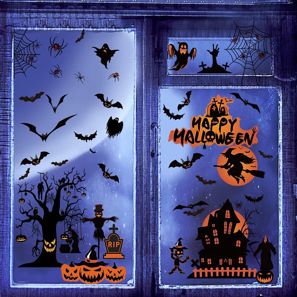 

Happy Halloween Window Clings Clings Halloween Bloody Glass Decals Removable Decoration Stickers Decals Wall Floor Horror Party