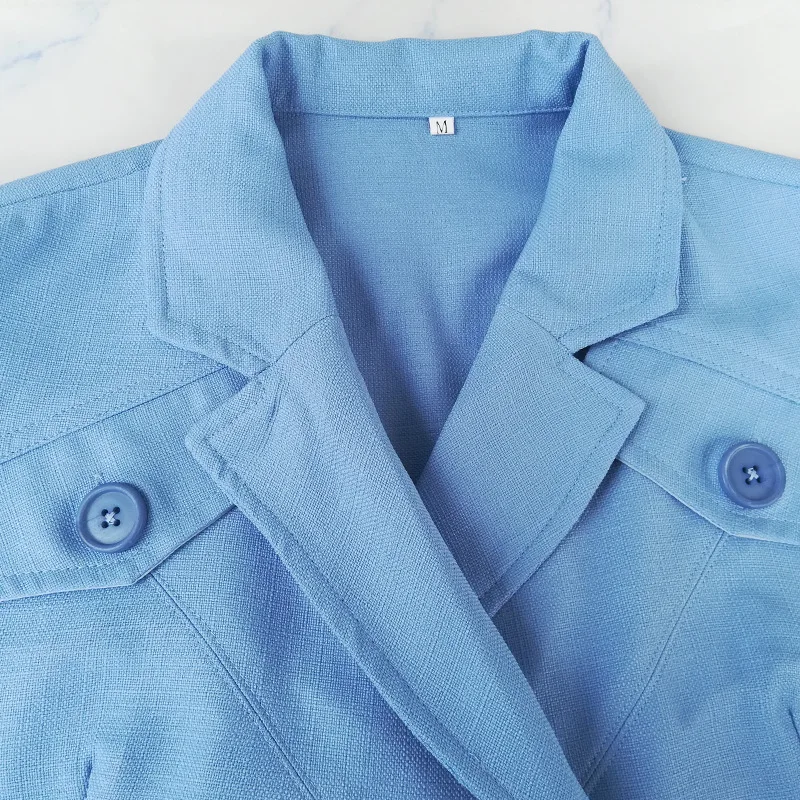 Осень 2019 Новый Однотонный женский костюм воротник длинный рукав открытая спина