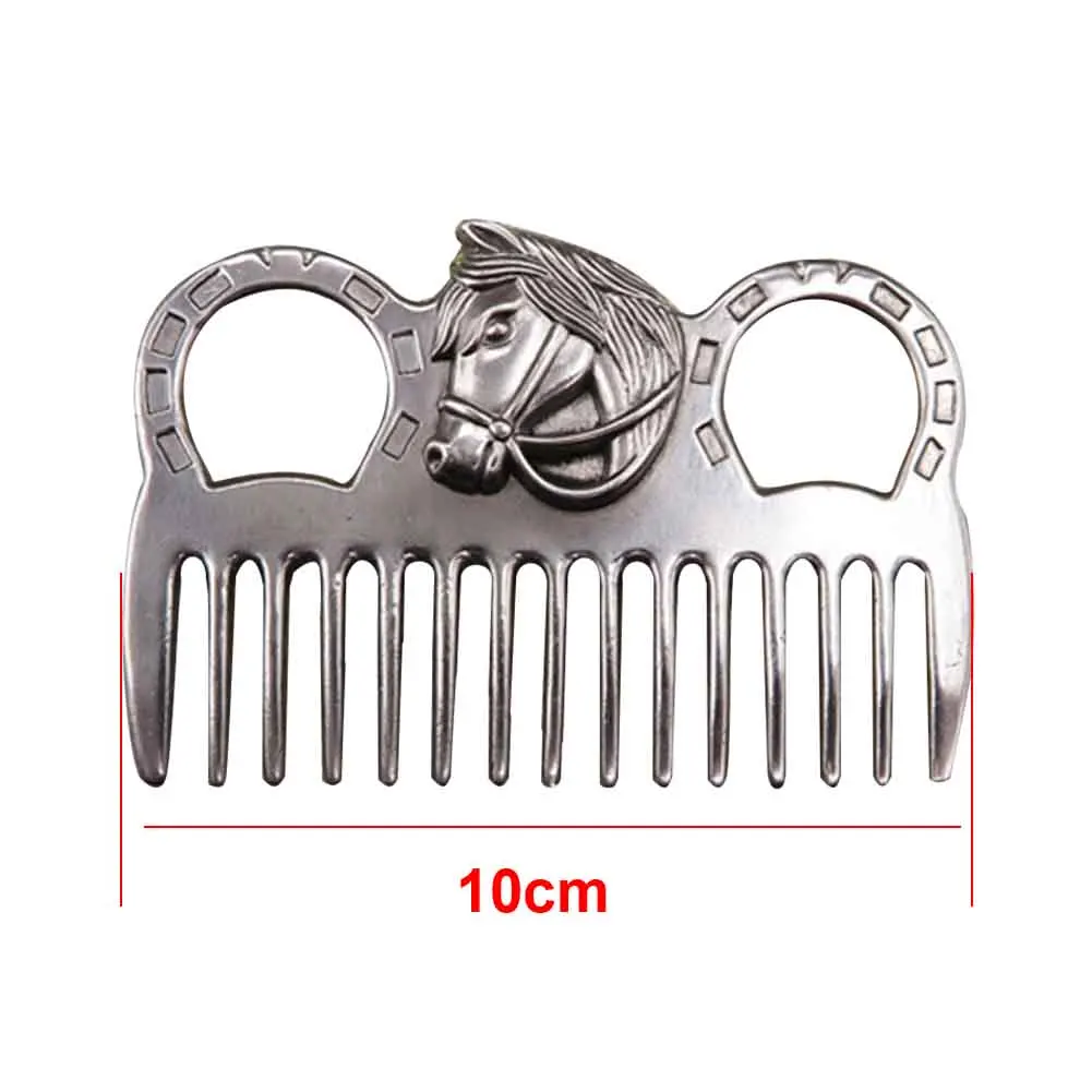 

Ponies Metal Brush Accessories With Keyring Horse Comb Equestrian Ergonomic Cleaning Tool For Grooming Rust Proof Durable