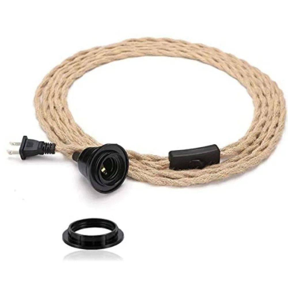 

1 Set Hemp Rope Ceiling Vintage Bar Light Decorative Lamp US Plug (Coffee)