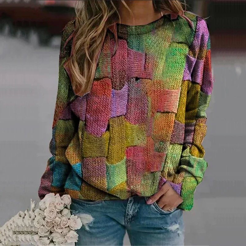 

Fashion Harajuku Streetwear O-Neck Sweatshirts Women Casual Tie Dye Printed Long Sleeve Pullover Tops Autumn Elegant Sweatshirts