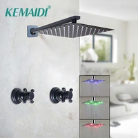 kemaidi led black bathroom shower faucet with shower arm black shower set bathroom bathtub rainfall square shower head faucet