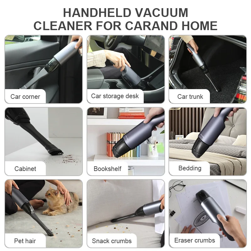 

Eraclean Vacuum Cleaner Handheld Wireless Vacuum Rechargeable Car Vacuum Cleaner Wet/Dry Auto for Car Home Pet Hair