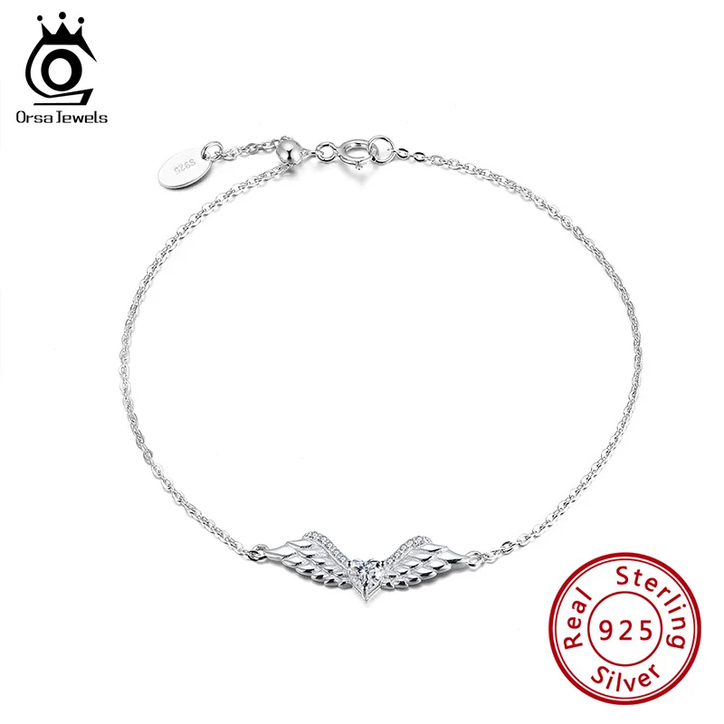 Женский браслет с фианитом ORSA JEWELS регулируемый в виде совы большим сердцем