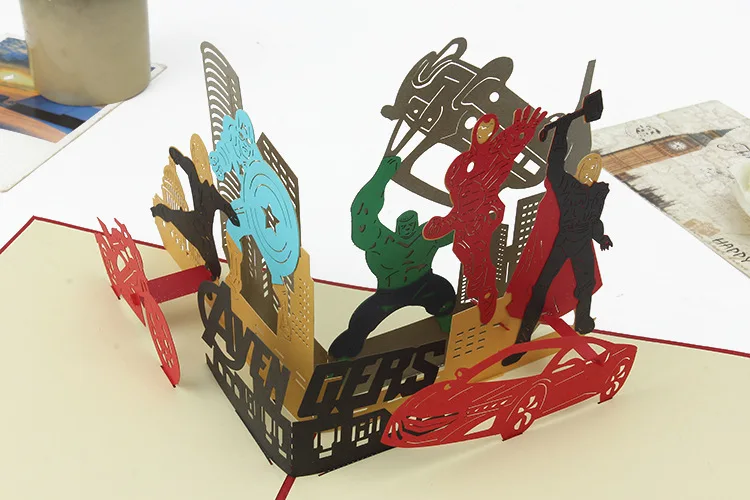 1 шт. тема Marvel мстители супергерой 3D стерео бумажная гравировка поздравительная