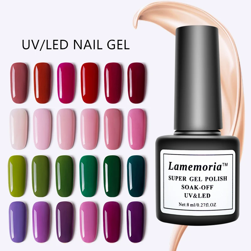 8ml Gel Nail Polish Red Pink Series Soak Off UV/LED Nail Gel Varnis Manicure Semi Permanent Nail UV Gel Lacquer Primer Base Coat