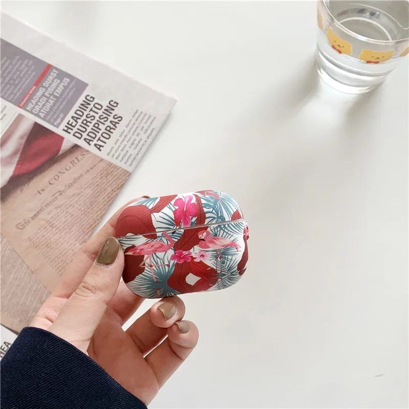 

Cartoon Flamingo Earphone Case For Apple iPhone Charging Box For AirPods Pro Hard Transparent Protective Cover Accessories