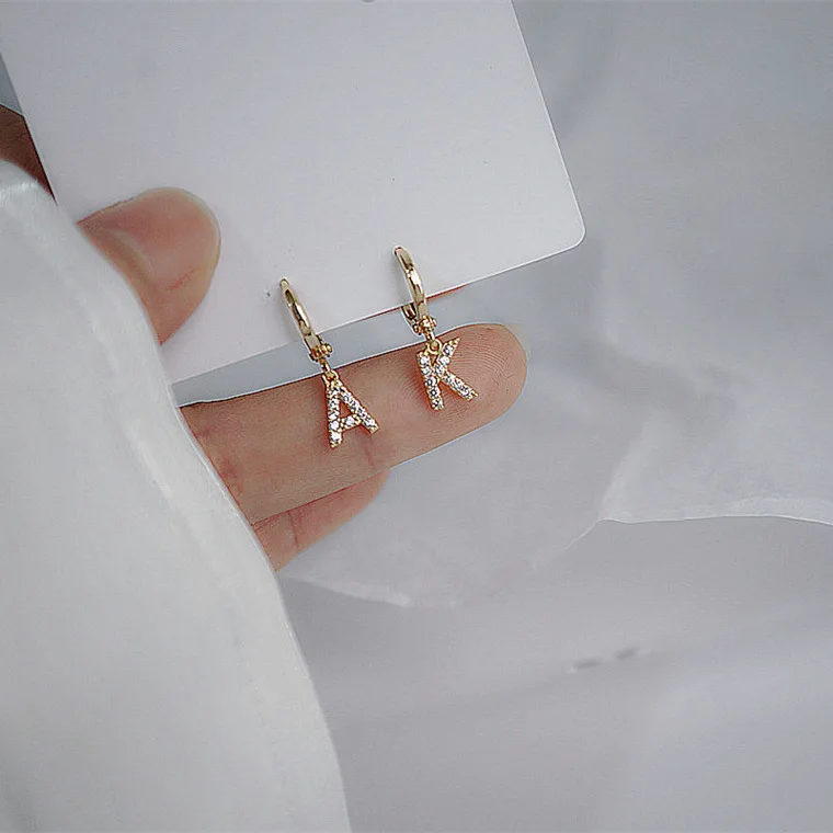 A Z 6 мм оригинальные серьги с буквенным принтом микро инкрустированные