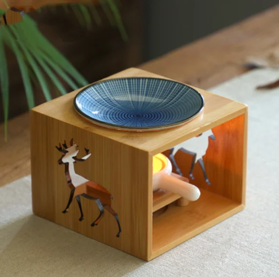 Бамбуковая рамка ароматическая лампа масляная печь горелка подсвечник ваза для