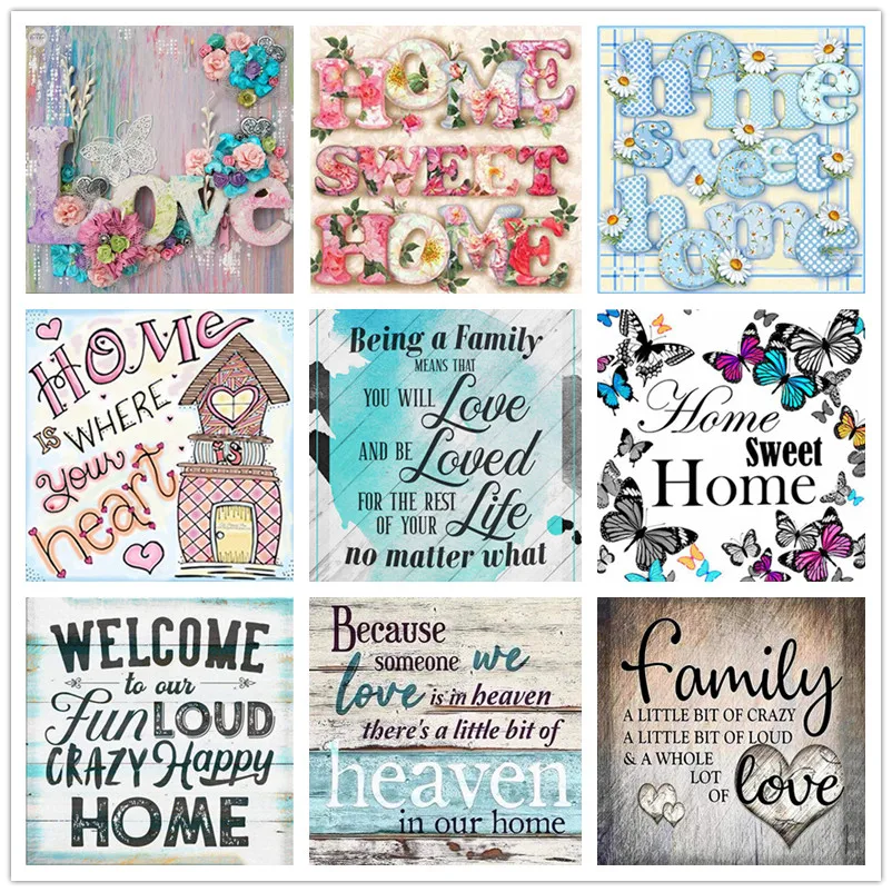 Алмазная 5D картина полноразмерная круглая мозаика с надписью Love для дома и семьи