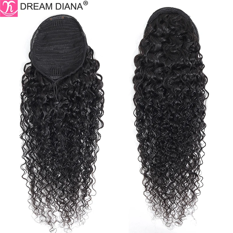 

DreamDiana Ombre Brazilian Water Wave Ponytail 100% Human Hair Clip In Hair Extensions Ombre Remy Human Hair Drawstring Ponytail