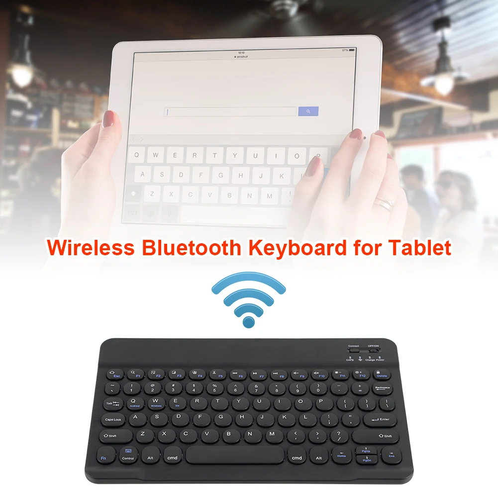 

Black/White 10-inch Round Cap Keyboard Multi Device Keyboard for iOS Android Phone Tablet PC Computer Peripherals