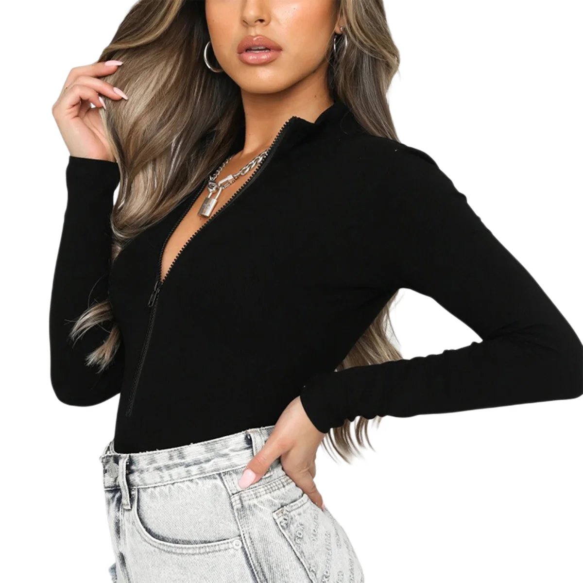 Соблазнительные Женские однотонные облегающие боди с V-образным вырезом женские