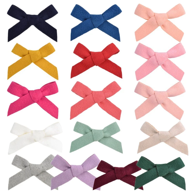 16 шт. Hand Made волос заколки бантики для полностью на подкладке аксессуары маленьких