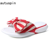 autuspin summer women slippers fashion sweet girls casual slides butterfly knot shoes for female outdoor beach flat shoes woman
