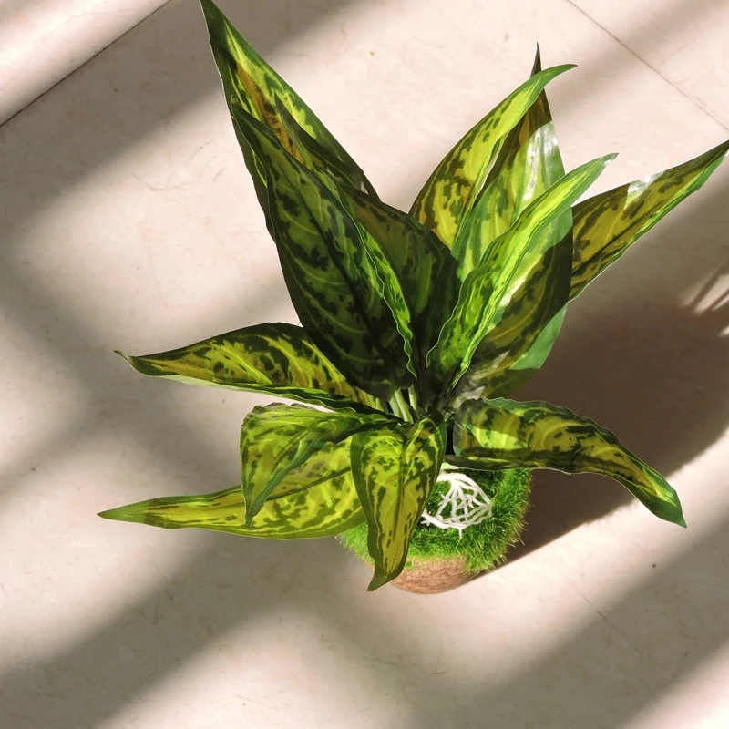 

Latex Fabric Artificial Plant Brazil Leaf Fake Foliage Topiary No Pot Christmas Home Church Furniture Decor