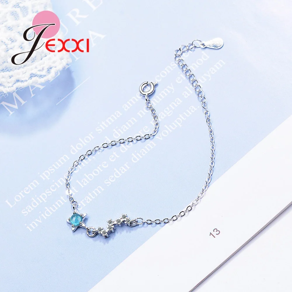 Лидер продаж женский браслет сияющий из стерлингового серебра 925 пробы Синий CZ