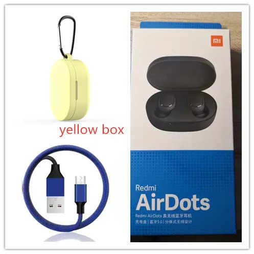 yellow box Xiaomi Redmi Airdots Xiaomi беспроводные наушники Голосовое управление Bluetooth 5,0 шумоподавление управление - Цвет: yellow box